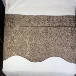 Chris Madden Scalloped Valance Beige Floral Textured Curtain Made To Measure